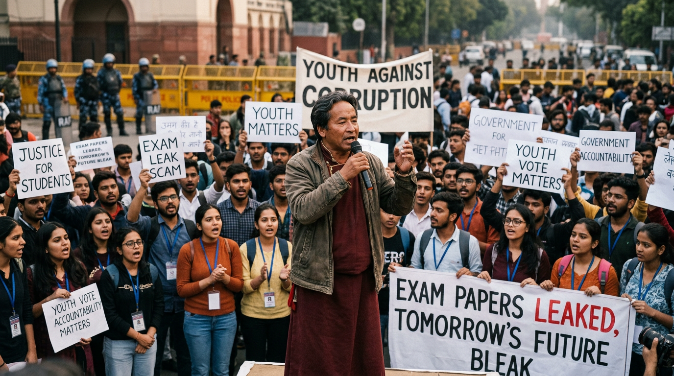 Youth-Led Exam Leak Protests Signal Political Shift in India, Says Activist Sonam Wangchuk