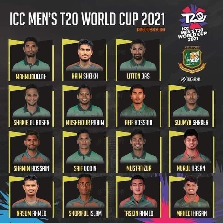 বাংলাদেশের বিশ্বকাপ স্কোয়াড টি-টোয়েন্টি ২০২১